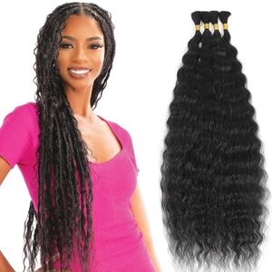 Super Wave Bulk Human Hair For Braiding 100% Human Hair Natural Black 24"